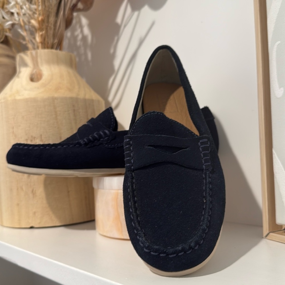 NWT Zara Boys Navy Suede Loafers USA Size 3.5 Size 35